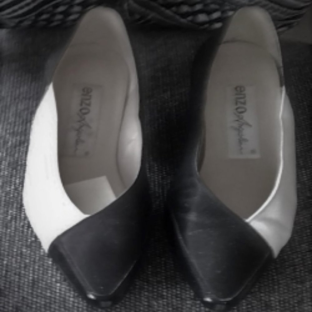 VINTAGE ENZO ANGIOLINI BLACK & WHITE LEATHER PUMPS